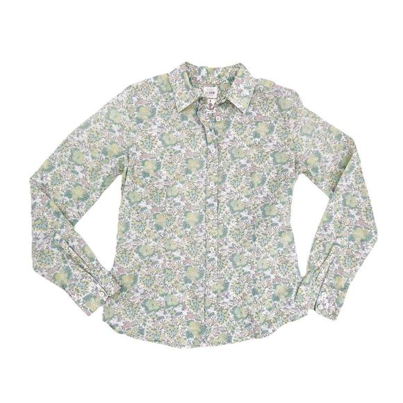 J. Crew Tops - J. Crew Liberty Bird Floral Button Up Washed Shirt Cottage Career Preppy Size 2